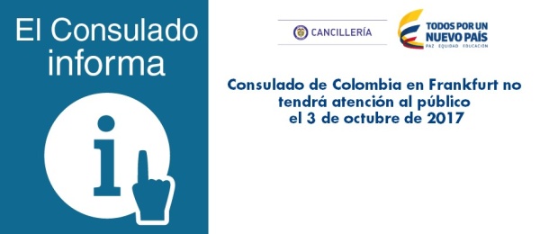 Consulado de Colombia en Frankfurt no tendrá atención al público el 3 de octubre 