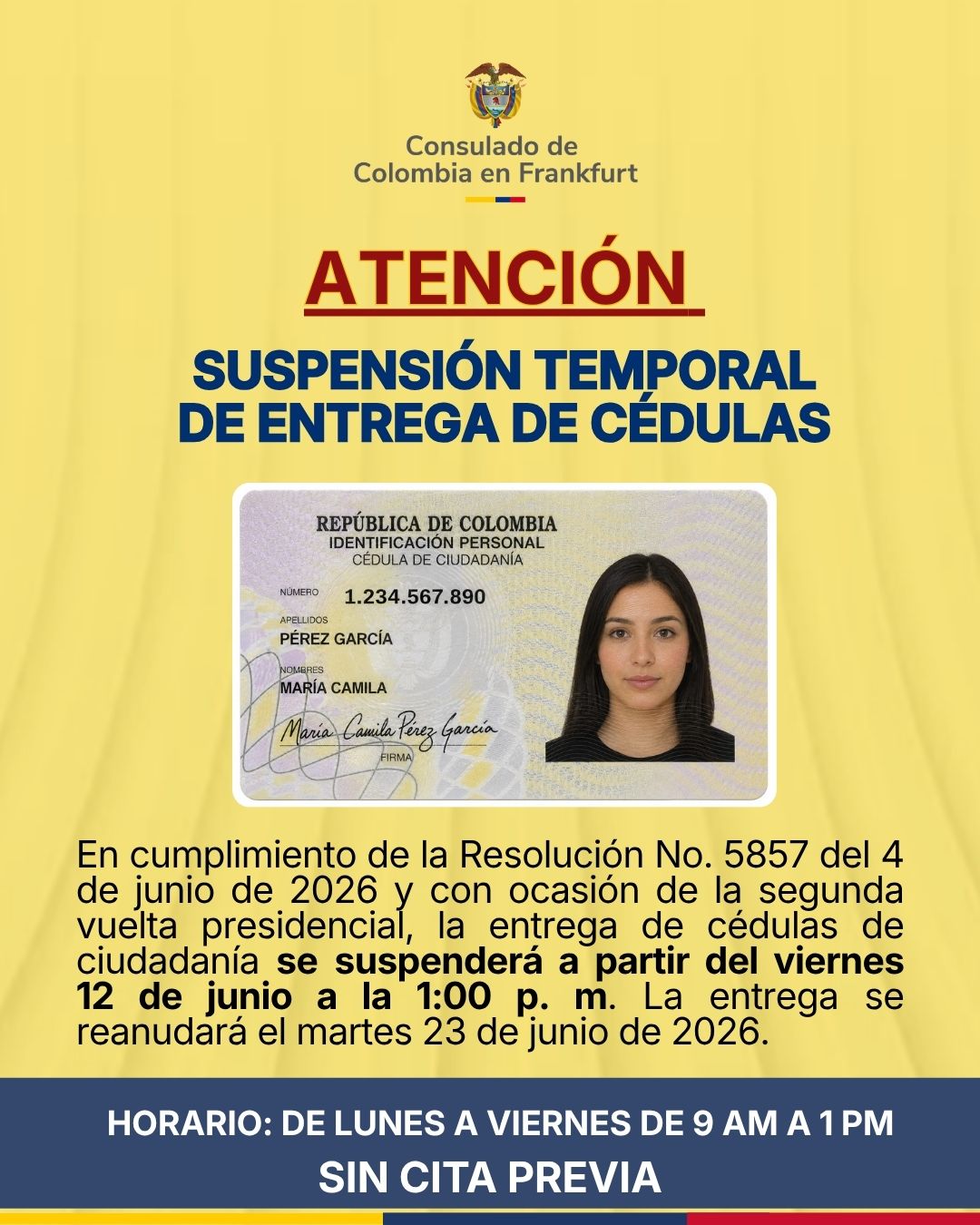 entrega de cedulas en frankfurt