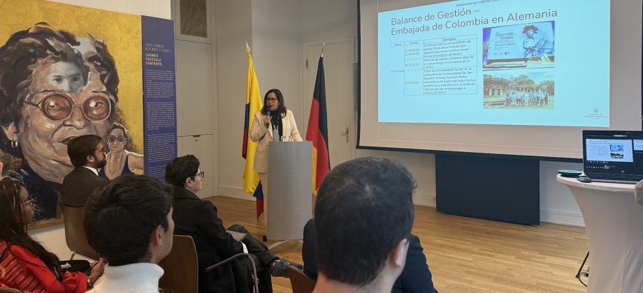 Embajada de Colombia en Alemania, su Sección Consular en Berlín y el Consulado General de Colombia en Fráncfort del Meno realizaron el Espacio de Diálogo y Rendición de Cuentas en Alemania para el periodo 2024-2025