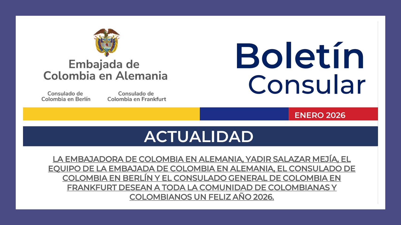 Boletín Consular de enero de 2026 en Alemania