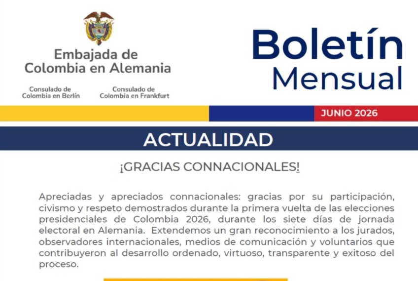 BOLETÍN DE PRENSA / SEGUNDA VUELTA DE LAS ELECCIONES PRESIDENCIALES DE COLOMBIA 2026 EN ALEMANIA