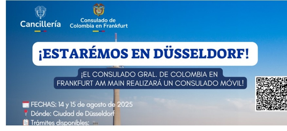 Consulado Móvil en Düsseldorf se realizará el 14  y 15 de agosto 2025