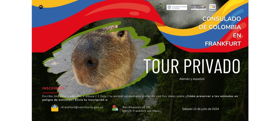 Consulado de Colombia en Frankfurt invita a menores entre 7 y 14 años a un tour privado en español y alemán sobre conservación y animales de la biodiversidad colombiana 