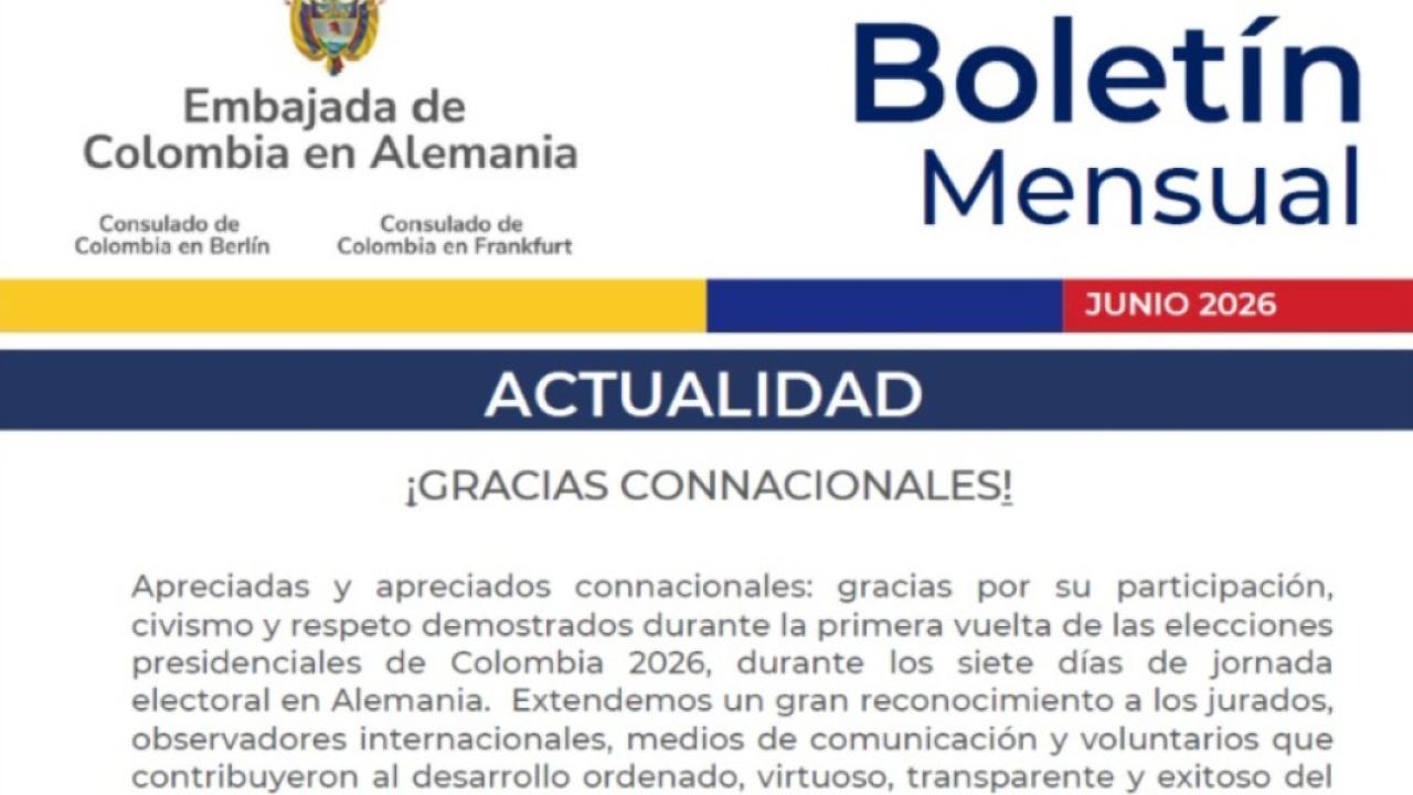 BOLETÍN DE PRENSA / SEGUNDA VUELTA DE LAS ELECCIONES PRESIDENCIALES DE COLOMBIA 2026 EN ALEMANIA
