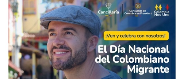 Foto con anuncio del Día Nacional del Colombiano Migrante el jueves 10 de octubre de 2024