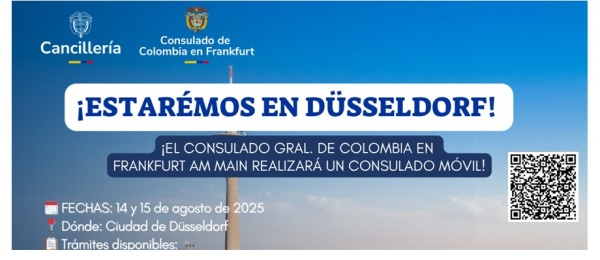Consulado Móvil en Düsseldorf se realizará el 14  y 15 de agosto 2025