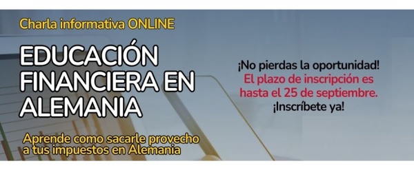 Imagen con información sobre la charla Onlie Educación Financiera en Alemania 