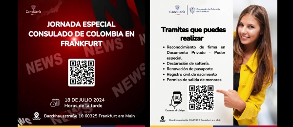 Jornada Especial en el Consulado de Colombia en Frankfurt el 18 de julio de 2024